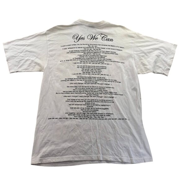 Obama Yes We Can T-Shirt Mens XL Broadway White Graphic Tee Vintage Patriotic - Picture 2 of 13